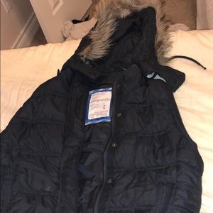 Black Puffer Vest - Fur Lined Hood